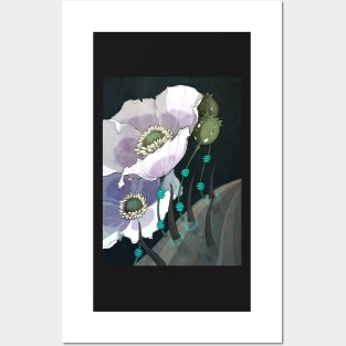 White Opium Poppies Posters and Art